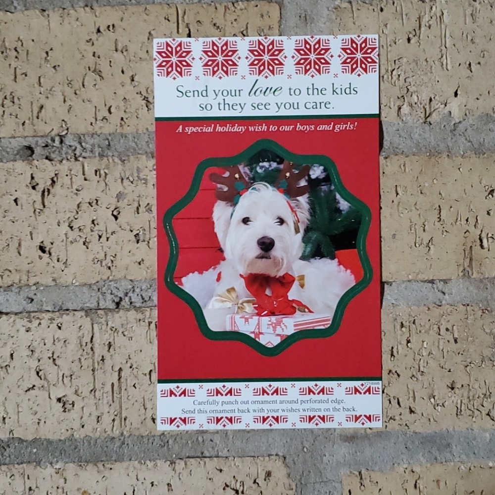 Paper Christmas Ornament of White Puppy